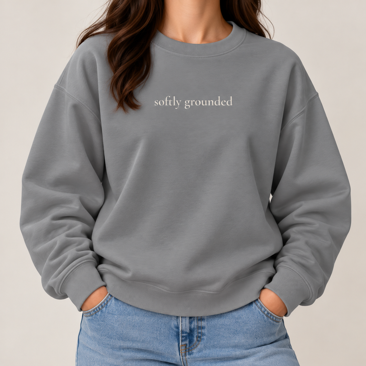 Softly Grounded Crewneck Sweatshirt | Minimalist Unisex Sweatshirt