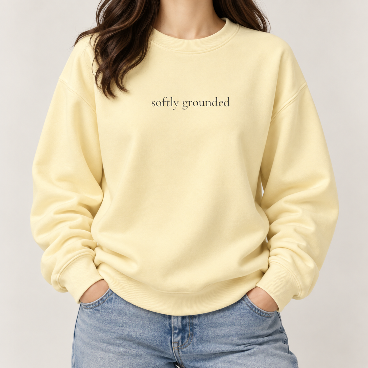 Softly Grounded Crewneck Sweatshirt | Minimalist Unisex Sweatshirt