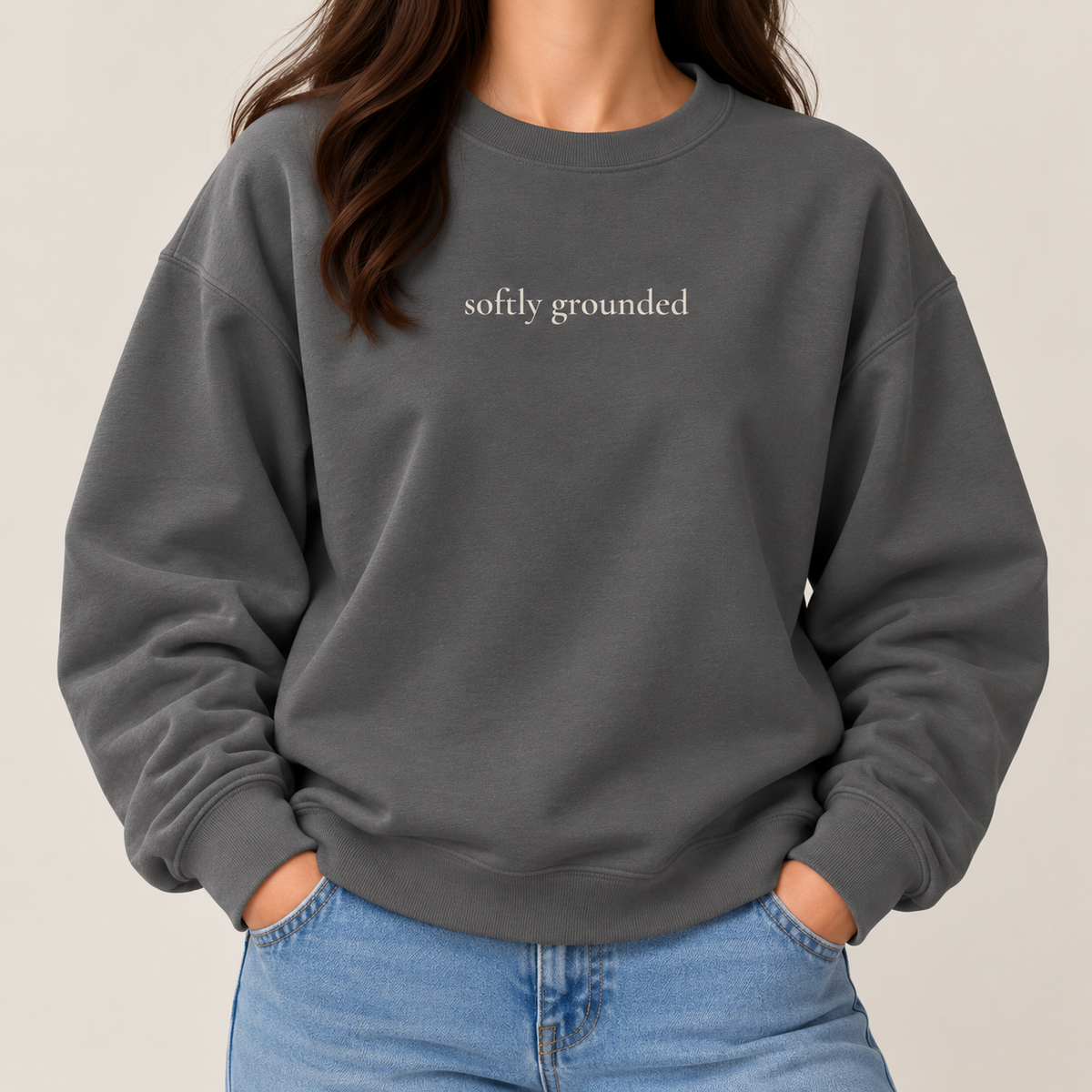 Softly Grounded Crewneck Sweatshirt | Minimalist Unisex Sweatshirt